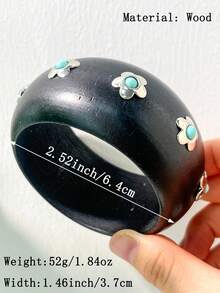 1pc Autumn/Winter New Punk Style Black & White Contrast Resin Bracelet, Multi-Element Rivet Design With Star Decor, Suitable For Women's Daily Wear, Asymmetric Round Jewelry Fashion Gift - Multicolor E - View 4