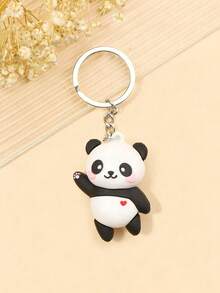1pc Cute Panda Keychain With Heart Design, Panda Holding Phone Gifts For Mother, Father, Graduation, And Teacher - Multicolor - View 3