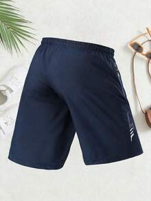 Bestseller Damen Sportshorts mit Taschen und Kordelzugbund: Schnelltrocknend, elastisch, atmungsaktiv, geeignet für Freizeitlauf und Fitnesskleidung - marineblau - Übersicht 3