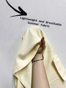 1pc Women's Versatile Casual Loose Solid Color With Pockets And Lapel, Suitable Office And Daily Wear, Lightweight Spring/Summer Outerwear - 黃色 - 查看 6