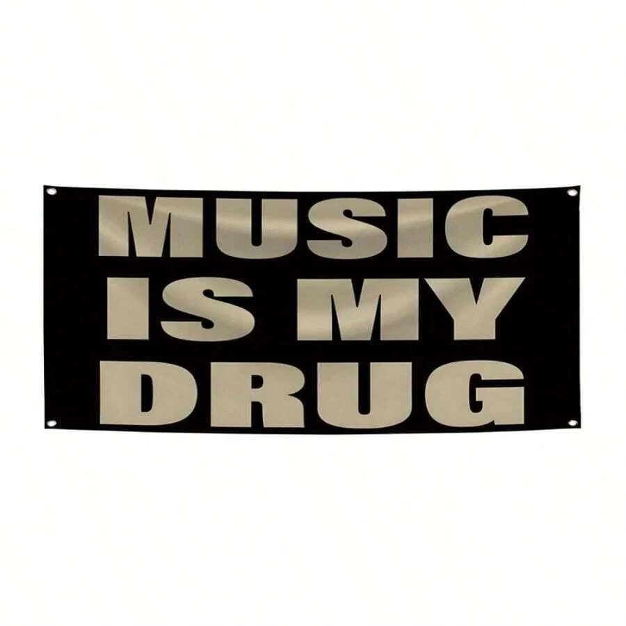 MUSIC IS MY Music Abstract Cartoon Art Design Tapestry Color Wall Hanging Flag For Bedroom Living Room Dorm Halloween Party Decor,Guys Man Cave,Modern Music Art Tapestry Banner Gift - 查看 1