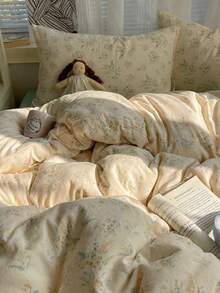 三件套涤纶复古花卉印花床上用品套装，适合男孩/女孩宿舍，拉链封口，四季皆宜，柔软透气，适用于宿舍床、单人床、双人床、特大号床，可机洗（1个被套，2个枕套，不含填充物） - 彩色 - 查看 7