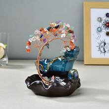 Natural Crystal Money Tree, 7-Color Crystal Chips Fengshui Backflow Incense Burner, Wealth Bringing Tree Desktop Decor - Seven Chakra Backflow Incense Tree - View 4