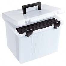 Pendaflex - Caja de archivo portátil color blanco esmerilado tapa con bisagras con cierre de doble cierre 41745AMZ - Blanco congelado - Ver 9
