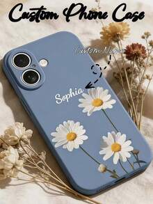 Capa protetora personalizada para celular com alça de silicone TPU preta, design moderno e exclusivo. Compatível com iPhone 17, 16, 15, 14, 13, 12, 11 Plus, Pro Max, Galaxy S25, Galaxy S24 Plus, Galaxy S23 FE, Galaxy S22 Ultra e outras séries. Ideal como presente de Halloween, Natal, aniversário ou para comemorar outras datas comemorativas para familiares, amigos, namorada ou casais. - Azul - Ver 2