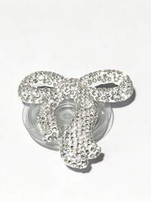 1pc Creative Colorful Rhinestone Bow Phone Holder, High-End Finger Ring Phone Stand Bow Decor - Multicolor - View 9