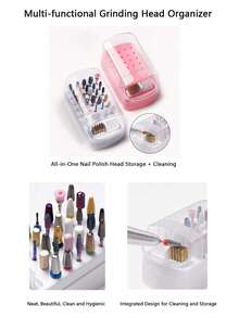2 In 1 Nail Drill And Polish Organizer &1pc Dustproof Makeup Organizer & Portable Nail Drill Organizer With Cleaning Brush & 30 Hole Nail Polish Organizer & Nail Organizer,Nail Supplies,Nail Tools,Nail Art Tools,Back To School,Nails,Nail Tools Press On Nails - trắng - Xem 6