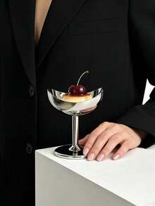 1 pièce Coupe à pudding/crème glacée de luxe en acier inoxydable, assiette à fruits sur pied haute en acier inoxydable à motif floral, plateau à dessert/fruits pour thé de l'après-midi, élégante coupe à mousse/crème glacée/yaourt, coupe à dessert pour boutique de desserts - Argent - Voir 11