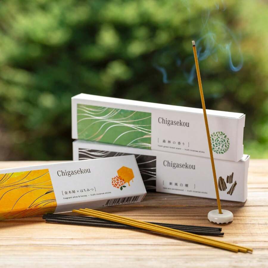 千風香 お香 アロマ 線香 国産 [ 金木犀 ×はちみつ配合] お香り スティック incense キンモクセイ - 黄(金木犀*天然はちみつ)&30本 - チェックする 1