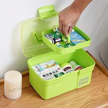 Caja de almacenamiento de plástico de 11 pulgadas con bandeja extraíble organizador multiusos y estuche de almacenamiento para manualidades y cosméticos - Verde - Ver 6