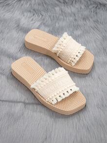 Women's 2026 New Fashion Summer/Spring/Autumn Outdoor Wear Versatile Sexy Open Toe Flat Crossed Strap Lightweight Comfortable Breathable Non-Slip Beach/Home Slippers - Beige - View 6