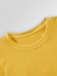 2026 Summer TopsWomen's Summer T-Shirt, Lucky Cat Short-Sleeve Top With Daruma Element Scarf And Three-Color Cat Print, Round Neck Sporty Casual Versatile T-Shirt, Medium Stretch Fabric, Comfortable And Breathable, Women's Lucky Fit Top, Party GiftLoose And Comfortablesummer Outfits For Women Spring Outfits For Women - 黃色 - 查看 3