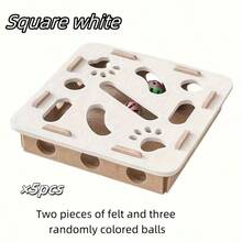 2025 New Interactive Cat Toy Fun Box, Cat Puzzle Toy To Promote Intellectual Development And Physical Activity, Includes 3 Ball Toys (Random Colors), With Maze Tunnel And Bell Ball, Felt Material, No Batteries Required, Suitable For Indoor Cats. - Multicolor - View 2