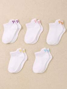 5/10 Đôi tất cổ chân mềm mại, thoáng khí cho bé gái, có nơ jacquard và gót cao chống trượt, tất cho bé gái với thiết kế chống ma sát, độ co giãn thoải mái, phù hợp cho bé từ 0-36 tháng tuổi, thích hợp cho mọi mùa, lý tưởng cho mùa tựu trường, tất trẻ em, tất bé gái, tất chống trượt, tất nơ, tất cổ chân, quà tặng tựu trường, tủ quần áo mùa xuân hè của trẻ em - Nhiều màu - Xem 9