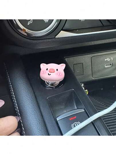 Two Pieces Pink Cartoon Cute Pig-Shaped Car Start Button Decorative Cover, With A Three-Dimensional Cartoon Design. It Is Easy To Install Without Affecting Operation. This Interior Creative Accessory Adds A Fun Atmosphere To The One-Button Start Buttons Of Cars, SUVs And Trucks.