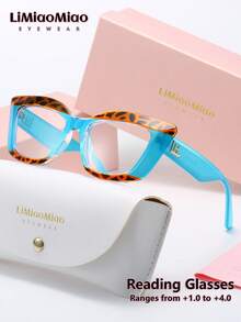 LiMiaoMiao 1pc Unisex Cat Eye Vintage Reading Glasses, Multi-Color, Clear Lens, Computer/Reading Glasses, Magnification +1.0 To +4.0, With Case & Cloth, Suitable As Holiday Gift - Transparent - View 13