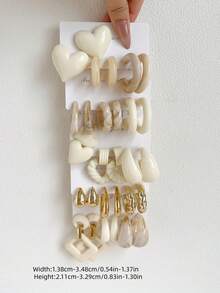 Set de 1-10 pares de aretes de moda aleatorios con diseños de corazón, gota, letra, vintage, geométrico y exagerado, caja sorpresa, adecuado para mujeres, graduación, cumpleaños, fiesta, Ramadán, Día de la Madre, San Valentín, Navidad, Año Nuevo, uso diario - Multicolor - Ver 6
