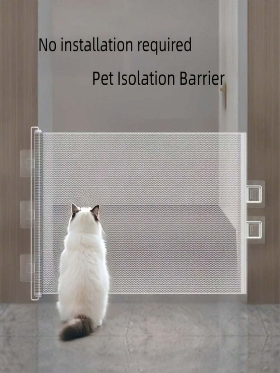Barrière pliable pour animaux de compagnie, installation facile sans perçage, barrière noire pour chiens - utilisation à l'intérieur pour escaliers, couloirs. Clôture de rétractable automatique, convient aux chiens et chats, porte de adhésive, empêche les animaux de s'échapper et de tomber, applicable pour cuisine/escaliers/entrée/chambre. Barrière pour animaux de compagnie facile à installer, convient pour le porche, le hall, la cuisine et les escaliers. Barrière pliante large en filet, barrière pour animaux de compagnie d'intérieur facile à installer - Multicolore - Voir 1