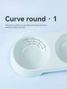 1pc Plastic Pet Bowl, Suitable For Dogs, Cats, Small Dogs And Kittens, Anti-Slip Dual Bowl Design, Durable Anti-Splash Food And Water Container - 1L - View 12