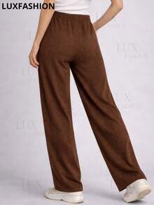 Women's Winter Pants, Warm, Comfortable, Loose-Fitting, Wide Leg, High Waist. - Rỉ Nâu - Xem 2