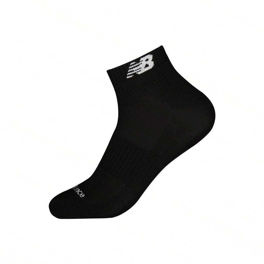 New Balance 柔软舒适 Logo 短袜，男女通用 3 双装，黑色 - LAS43421-PHM - 查看 1
