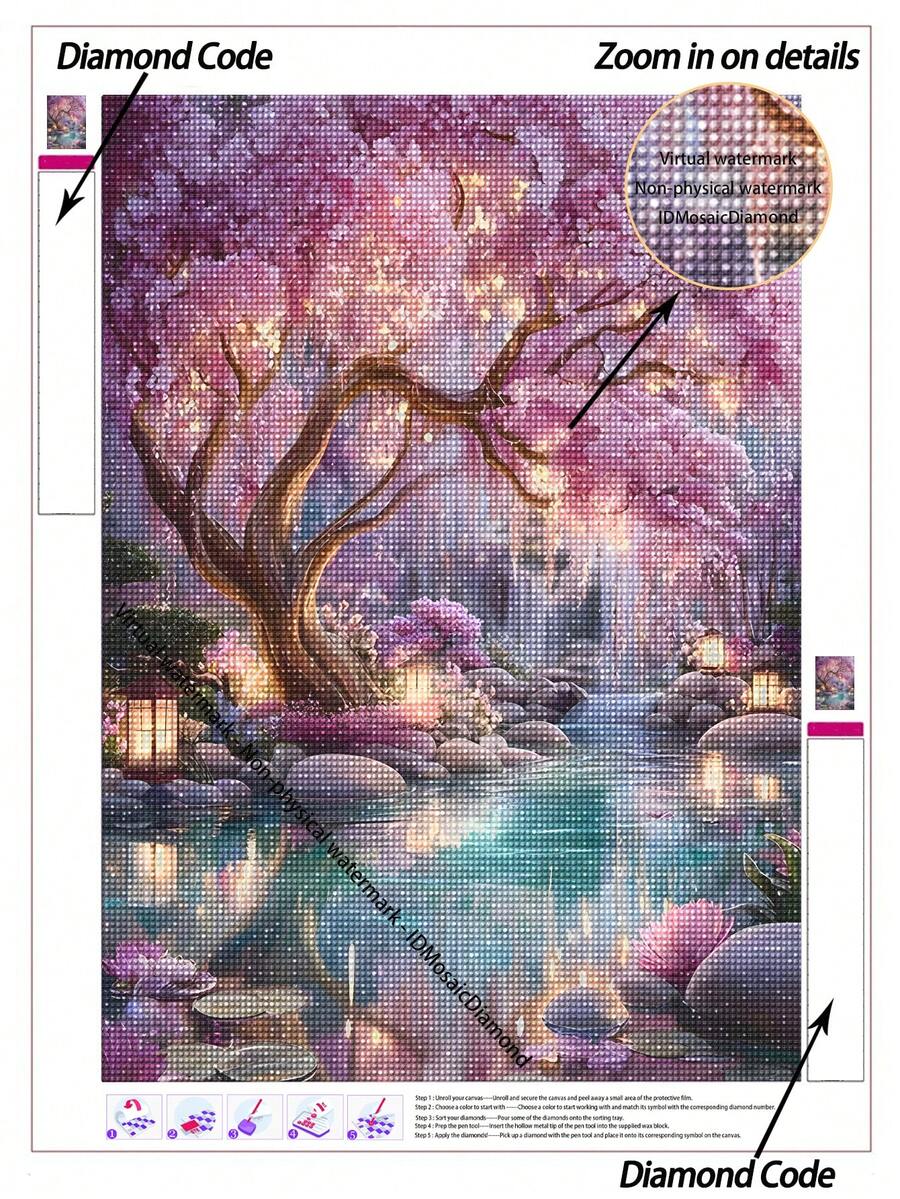 |5D DIY钻石画|梦幻樱花灯笼花园DIY钻石画套装,梦幻闪耀的粉色樱花树,宁静的倒影池塘,温暖的日式灯笼,营造出梦幻空灵的夜晚美感。手工装饰画,5D DIY刺绣马赛克艺术,享受动手乐趣,是送给朋友的理想礼物。 - 無框 - 查看 1
