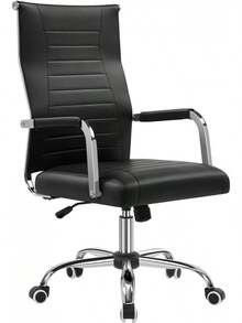 Office Chair White Desk Ergonomic Faux Leather High Back Reclining Rocking 360 Swivel Wheels °   Adjustable Height, Load Capacity 136 KG - 黑色的 - 查看 1