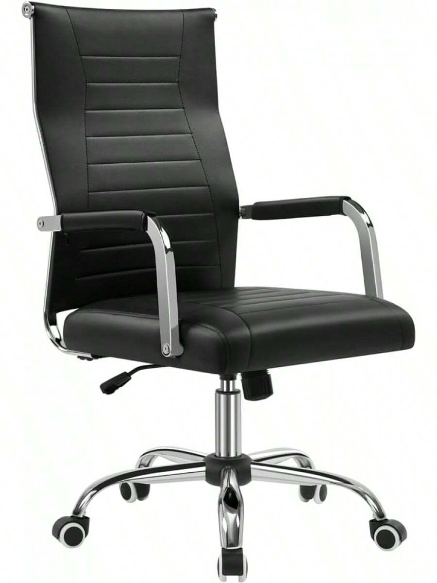 Office Chair White Desk Ergonomic Faux Leather High Back Reclining Rocking 360 Swivel Wheels ° Adjustable Height, Load Capacity 136 KG - 黑色的 - 查看 1
