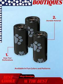 1 cuộn/15 cái, 5 cuộn/90 cái, 10 cuộn/150 cái, 20 cuộn/300 cái Túi đựng chất thải thú cưng, Túi đựng phân chó, Túi đựng chất thải chó ngoài trời tiện dụng, chống rò rỉ, dễ vệ sinh - Nhiều màu - Xem 5