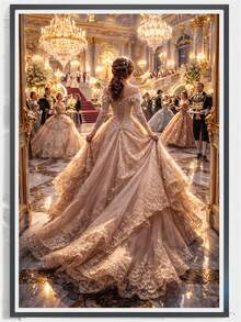 5D DIY钻石画工具套装，肖像主题高贵公主婚纱钻石画，适合成人，艺术家居墙面装饰，亚克力材质，包含圆形钻石、手工工具和马赛克艺术用品。 - 圓鑽 - 查看 2