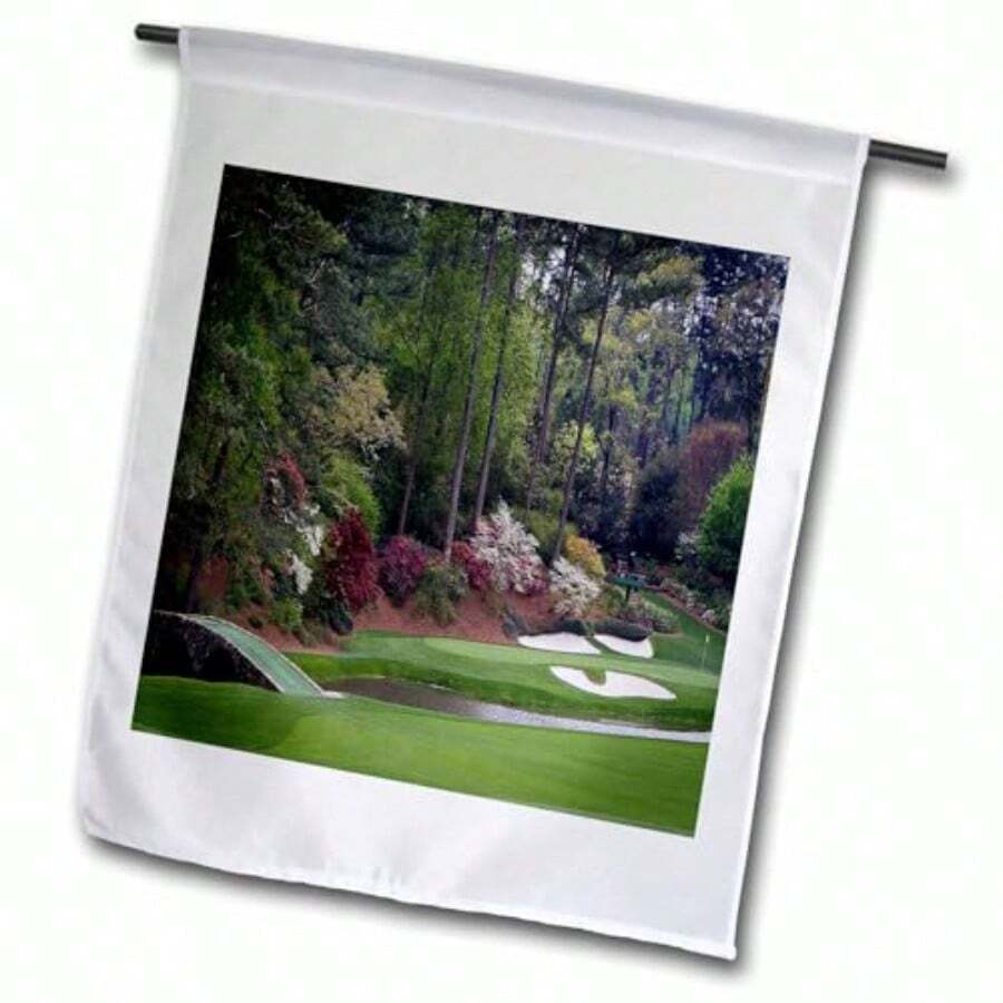 3dRose fl_131410_1 Augustas Amen Corner Golf Course-Golfers on Bridge Garden Flag 12 by 18-Inch - como en la foto - Ver 1
