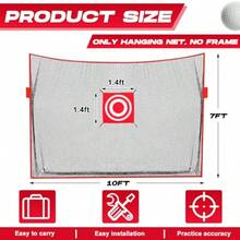 Red de repuesto de 10 pies x 7 pies red de golf para práctica de golf redes de golf para entrenamiento en interiores o exteriores redes de golf para conducción en patio trasero pelotas - Rojo - Ver 2
