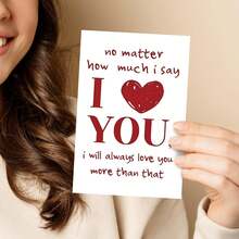1 pièce Carte de vœux créative en forme de cœur rouge "I Love You" avec enveloppe rouge, carte d'amour douce convenant pour la Saint-Valentin, l'anniversaire, le mariage, l'anniversaire, cadeau romantique pour lui/elle - Multicolore - Voir 5