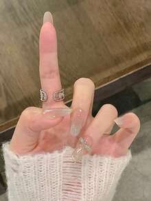 10 unidades de unhas postiças feitas à mão, ideais para o Dia dos Namorados, perfeitas para presentear na primavera e no verão. Unhas redondas, perfeitas para o verão. Unhas postiças curtas, unhas falsas, unhas curtas de acrílico, unhas postiças feitas à mão, removíveis e reutilizáveis. - Multicolorido - Ver 4