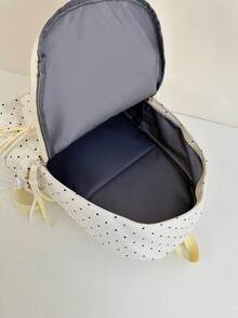 Ba lô nylon chấm bi dễ thương, nhẹ, phù hợp cho nữ sinh tuổi teen, màu pastel, có túi dây rút, dung tích lớn, kiểu dáng thường ngày cho trường học, du lịch, công sở. - trắng - Xem 3