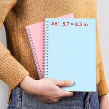 A5螺旋笔记本，160页厚纸塑料涂层硬封面螺旋笔记本，5.71x8.39英寸，适合记笔记，学校和办公用品 - A5橫線本 - 查看 6