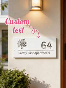Customizable Door Sign Plaque With Tree Pattern, Made Of Durable Matte Plastic In Multiple Colors, Suitable For Outdoor Use As Stylish Address Identifier For Houses, Offices, Apartments, Hotels, And Villas, Name Plate - Multicolor - View 2