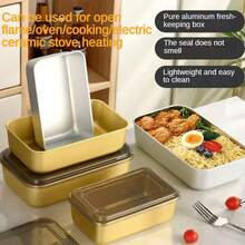 1/4/6pcs Lightweight And Durable Rectangular Aluminum Lunch Box/Bento Box, Suitable For School Lunch, Office Lunch, Kitchen Fridge Storage, Fruit Salad Storage, Outdoor Picnic Storage And Cereal Storage. These Leak-Proof Sealed Boxes Can Be Used To Store Lunch, Meat, Pickles, Fruits And Vegetables. - Multicolor - View 4