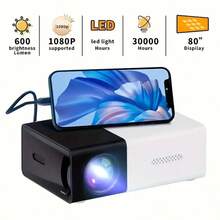 3000+ Lumens VividView Mini HD Projector - Stunning 3D Visuals, Wide Compatibility, Convenient Remote Control, Compact Design, Create An Immersive Home Theater Experience - 查看 3