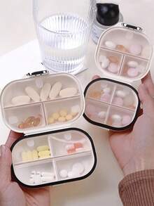 7-Day Portable Pill Organizer, Travel Medicine Storage Box For Vitamins, Fish Oil, Supplements And Medications, Essential For Home, Travel, Office, Back To School, Beach Vacation, Summer Trip (Random Color) - Beige - View 6