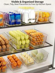 1pc Refrigerator Storage Box, Food Preservation Container With Double-Sided Opening U-Shaped Design, Thick Material Suitable For Fridge, Tabletop, Cutlery Storage, Portable, Storage, Preservation, Drainage - Clear - View 2