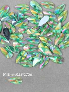 100/50/30pcs/Pack, Multi-Color Mixed Large 9*18mm Teardrop Sequins, Flat Bottom Resin Sequins, Pointed Teardrop Sequins Without Holes, Suitable For Clothing Accessories DIY Crafts - 9*18mm - View 3