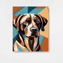 Kit de pintura profesional para principiantes y adultos, ideal para uso artístico, que incluye pinturas, lienzo y pinceles. Presenta un retrato abstracto de perro y mide 40X50Cm (15.74X19.68In). Esta obra de arte sin marco es perfecta para la decoración del hogar y actividades familiares. - Enmarcado - Ver 1