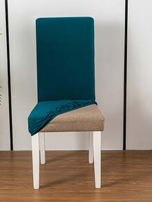 1/4/6/12pcs Stretch Solid Color Chair Covers, Removable Full Cover Slipcovers For Home, Hotel, Restaurant - Teal Blue - View 4