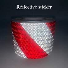 Nueva cinta de advertencia de  reflectante brillante, cinta reflectante de impresión de sarga autoadhesiva para coche - 5cmX3m-blanco-rojo - Ver 2