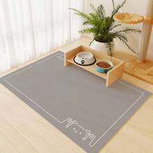 1pc, Neutral-Toned Bohemian-Style Pet Feeding Mat, Water-Absorbing Pet Cat/Dog Feeding Mat, Splash-Resistant Puppy/Kitten Feeding Bowl Storage Mat, Easy To Clean, Cute Pet-Friendly Mat, Suitable For Home Environments. - Grey - View 14