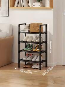 Estantería metálica de varios niveles, diseño abierto apilable, marco metálico negro, almohadillas antideslizantes, asa superior, estructura resistente que ahorra espacio, fácil montaje, resistente a la oxidación, alta capacidad, adecuada para almacenar zapatos, botas y zapatillas en la entrada o el armario - Multicolor - Ver 4