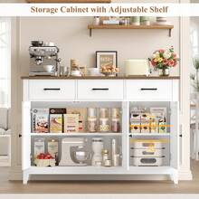 Sideboard, 120cm Wide Kitchen Cabinets With 3 Doors, 3 Drawers & 1 Adjustable Shelf - White - View 3