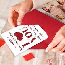 1 pièce Carte de vœux créative en forme de cœur rouge "I Love You" avec enveloppe rouge, carte d'amour douce convenant pour la Saint-Valentin, l'anniversaire, le mariage, l'anniversaire, cadeau romantique pour lui/elle - Multicolore - Voir 4