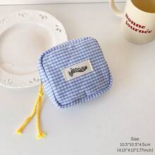 Trousse à crayons à carreaux bicolores, design de base, pochette de rangement souple pour étudiants, femmes, fournitures de bureau, cosmétiques, divers - Type carré - Voir 19